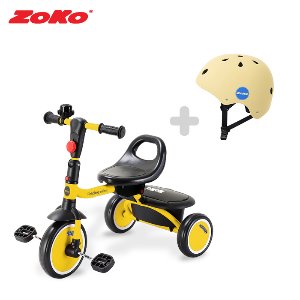 (세트)ZOKO 조코 폴딩 미니 세발자전거(옐로우)+유아동 어반헬멧(크림)