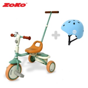 [세트A]ZOKO 뉴 조코 푸쉬바 폴딩미니 세발자전거(민트)+보호자밀대+헬멧