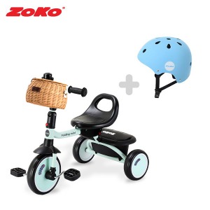 [세트C]ZOKO 조코 폴딩 미니 세발자전거(민트)+유아동 어반헬멧(스카이블루)+라탄바구니