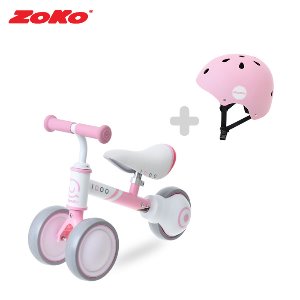 (세트)ZOKO 조코 콤보 밸런스 바이크 붕붕카 (핑크&amp;화이트)+유아동 어반 헬멧(핑크)