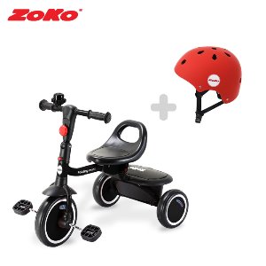 (세트)ZOKO 조코 폴딩 미니 세발자전거(블랙)+유아동 어반헬멧(레드)