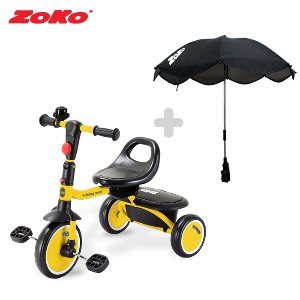 (세트)ZOKO 조코 폴딩 미니 세발자전거(옐로우)+다용도 우산 양산 파라솔