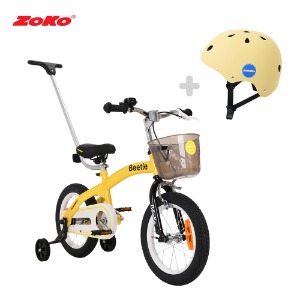 (세트)ZOKO 조코 24년형 비틀 14인치 유아동 체인네발자전거(엘로우)+ 유아동 어반 헬멧(크림)